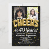 Proost 40 jaar 40ste verjaardag dan en nu Foto Kaart (Voorkant)
