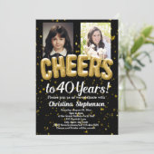 Proost 40 jaar 40ste verjaardag dan en nu Foto Kaart (Staand voorkant)