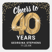 Proost 40 jaar volwassen verjaardag vierkante sticker (Voorkant)