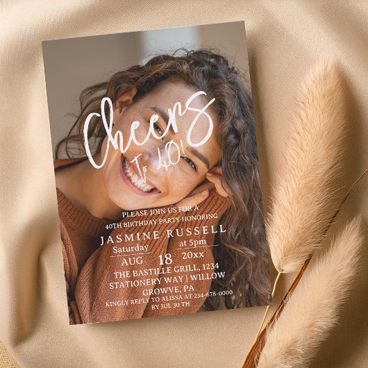 Proost 40e moderne foto verjaardag voor vrouwen kaart