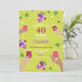 Proost 40e verjaardag wijnproeverij feest elke lee kaart (Staand voorkant)