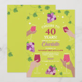 Proost 40e verjaardag wijnproeverij feest elke lee kaart (Voorkant / Achterkant)
