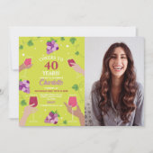 Proost 40e verjaardag wijnproeverij Party Foto Kaart (Voorkant)