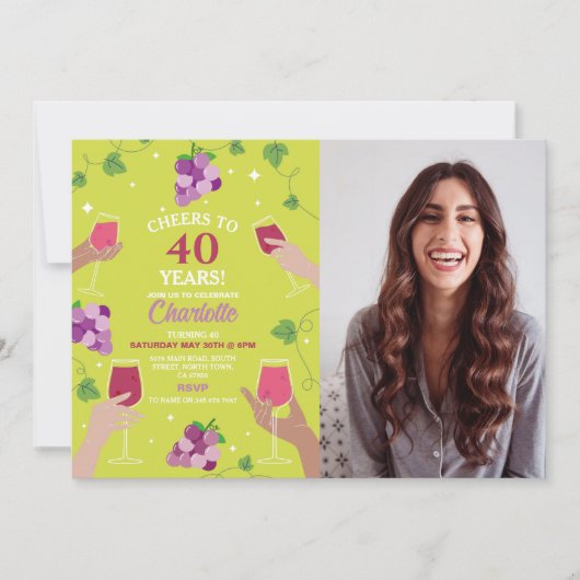 Proost 40e verjaardag wijnproeverij Party Foto Kaart (Voorkant)