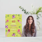 Proost 40e verjaardag wijnproeverij Party Foto Kaart (Staand voorkant)