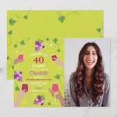 Proost 40e verjaardag wijnproeverij Party Foto Kaart (Voorkant / Achterkant)