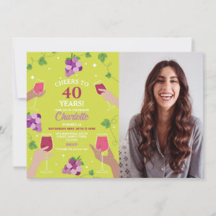 Proost 40e verjaardag wijnproeverij Party Foto Kaart