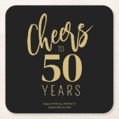 Proost 50 jaar op maat gemaakte verjaardagsfeestgu kartonnen onderzetters (Voorkant)
