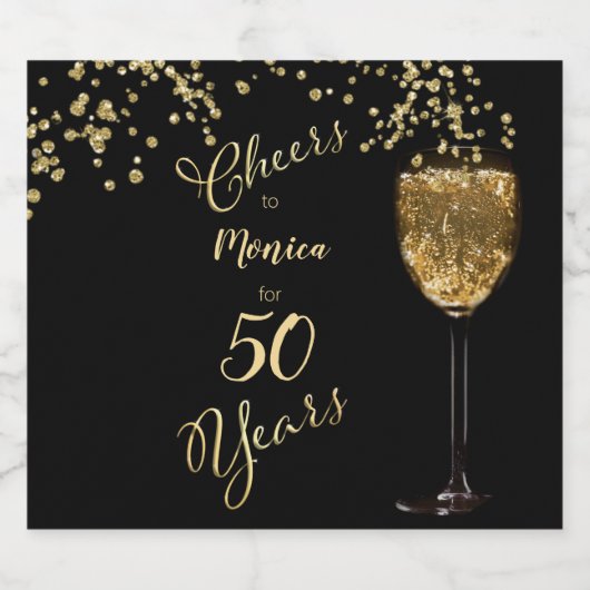 Proost 50 jaar sparkling wijnetiket (Enkel label)