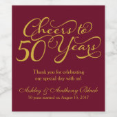 Proost 50e bruiloft Jubileum gepersonaliseerd Wijn Etiket (Enkel label)