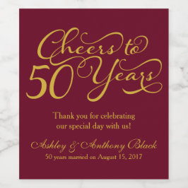 Proost 50e bruiloft Jubileum gepersonaliseerd Wijn Etiket