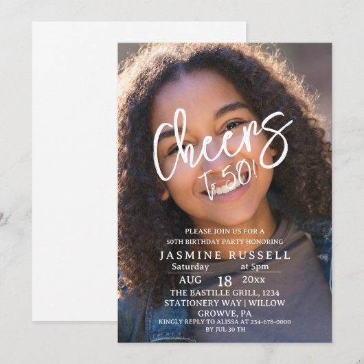 Proost 50e moderne foto verjaardag voor haar kaart (Voorkant / Achterkant)