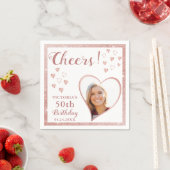 Proost 50e verjaardag Roos Gold White Custom Foto Servet (Insitu)