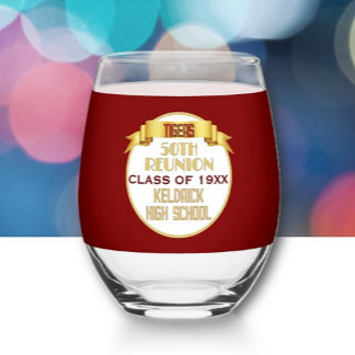 Proost! 50ste klasreünie wijnglas zonder voet