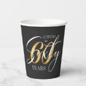 Proost 60 | 60e Black Gold Glitter Verjaardag Papieren Bekers (Achterkant)