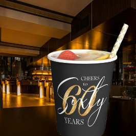 Proost 60 | 60e Black Gold Glitter Verjaardag Papieren Bekers