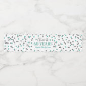 Proost 60 jaar Aqua Silver Confetti Verjaardag Waterfles Etiket (Enkel label)