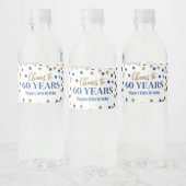 Proost 60 jaar Confetti van Blue Gold Waterfles Etiket (Flessen)