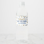 Proost 60 jaar Confetti van Blue Gold Waterfles Etiket (Voorkant)