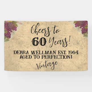 Proost 60 jaar op maat waterverf wijnthema spandoek