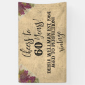 Proost 60 jaar op maat waterverf wijnthema spandoek (Verticaal)