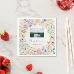 proost 60 jaar paars roze pastel bloem foto na servet