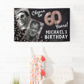 Proost 60 jaar Roos Gold 2 Foto Verjaardag Spandoek (Insitu)