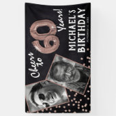 Proost 60 jaar Roos Gold 2 Foto Verjaardag Spandoek (Verticaal)