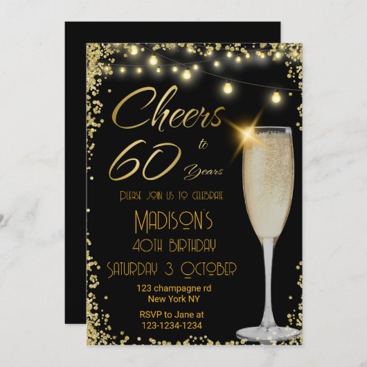 Proost 60 jaar verjaardagsuitnodiging kaart (Voorkant / Achterkant)