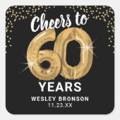 Proost 60 jaar volwassen vierkante sticker (Voorkant)