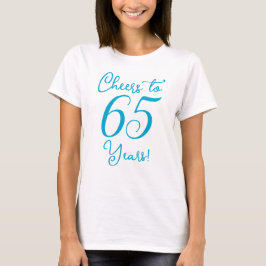 Proost 65 jaar Aqua Blue Verjaardagsfeest T-shirt
