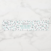 Proost 65 jaar Aqua Silver Confetti Verjaardag Waterfles Etiket (Enkel label)