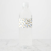 Proost 65 jaar Confetti van Blue Gold Waterfles Etiket (Achterkant)