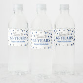Proost 65 jaar Confetti van Blue Silver Waterfles Etiket (Flessen)