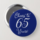 Proost 65 jaar marineblauw verjaardagsfeestje ronde button 4,0 cm (Voorkant /achterkant)