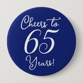 Proost 65 jaar marineblauw verjaardagsfeestje ronde button 4,0 cm