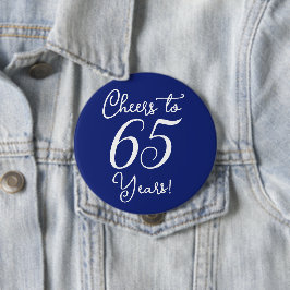 Proost 65 jaar marineblauw verjaardagsfeestje ronde button 4,0 cm