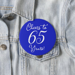 Proost 65 jaar Royal Blue Verjaardagsfeestje Ronde Button 4,0 Cm