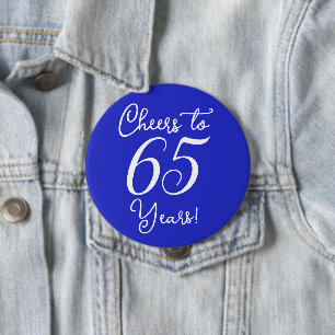 Proost 65 jaar Royal Blue Verjaardagsfeestje Ronde Button 4,0 Cm