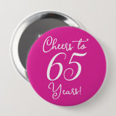 Proost 65 jaar roze verjaardagsfeestje ronde button 4,0 cm (Voorkant /achterkant)