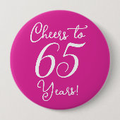 Proost 65 jaar roze verjaardagsfeestje ronde button 4,0 cm (Voorkant)