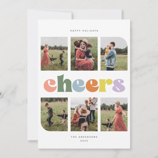 Proost 6 fotocollage Christmas Holiday Kaart (Voorkant)
