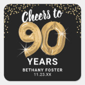 Proost 90 jaar volwassen verjaardag vierkante sticker (Voorkant)