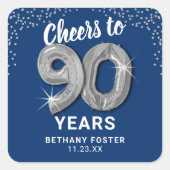 Proost 90 jaar volwassen verjaardag vierkante sticker (Voorkant)