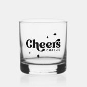 Proost aangepaste naam retro sterren whisky glas (Voorkant)