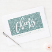 Proost Aqua Glitter Mini Wijn Mini Champagne Label (Envelop)