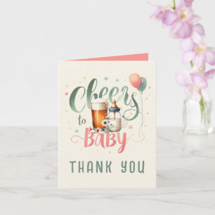 Proost-Baby Sage Peach Gingham BEDANKT KAARTEN