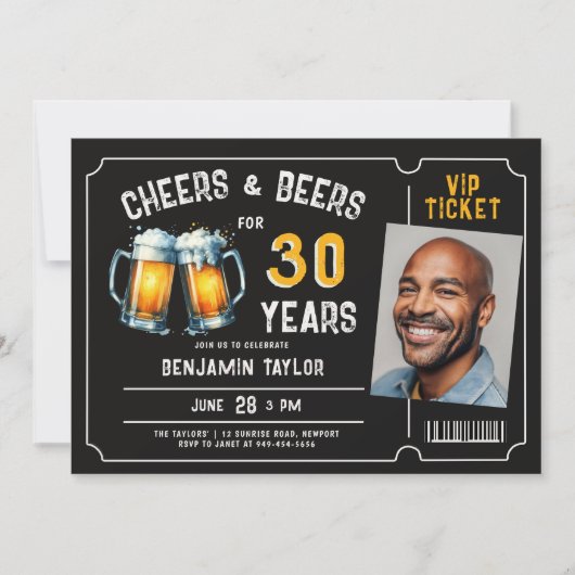 Proost Beers Ticket Mannen Rustic 30th Birthday Fo Kaart (Voorkant)