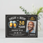 Proost Beers Ticket Mannen Rustic 30th Birthday Fo Kaart (Staand voorkant)