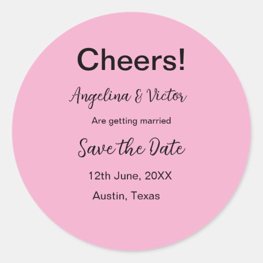 Proost bewaar de datum eenvoudig minimaal modern e ronde sticker (Voorkant)